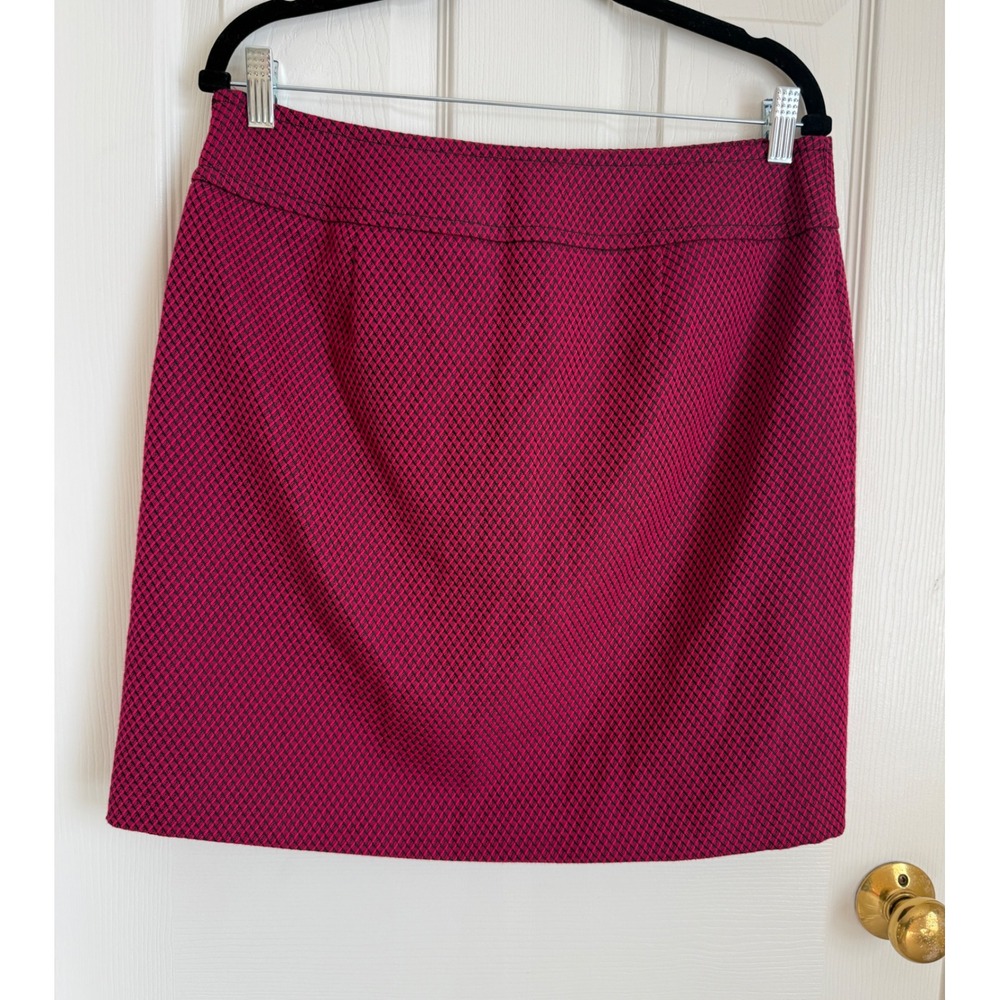LOFT Petite Textured‎ A-Line Skirt Magenta Black Size 10 - Picture 3 of 8